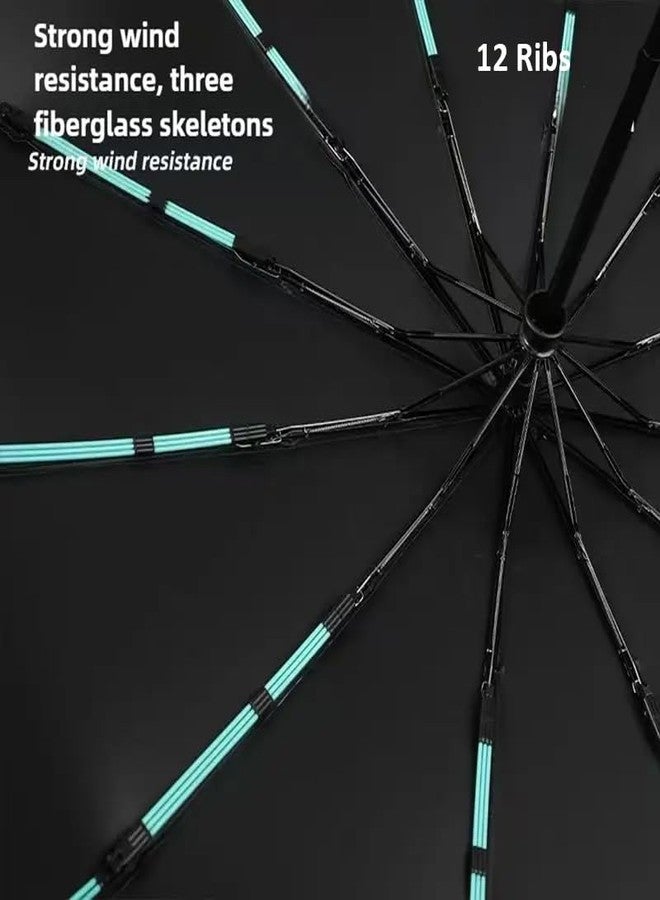 كونتاكتس مظلة Contacts® القابلة للطي المقاومة للرياح ذات 12 ضلعًا - فتح/إغلاق تلقائي، إطار مزدوج الألياف معزز، مقاومة للماء والأشعة فوق البنفسجية، مظلة سفر صغيرة الحجم للرجال والنساء (أسود) - Image 4